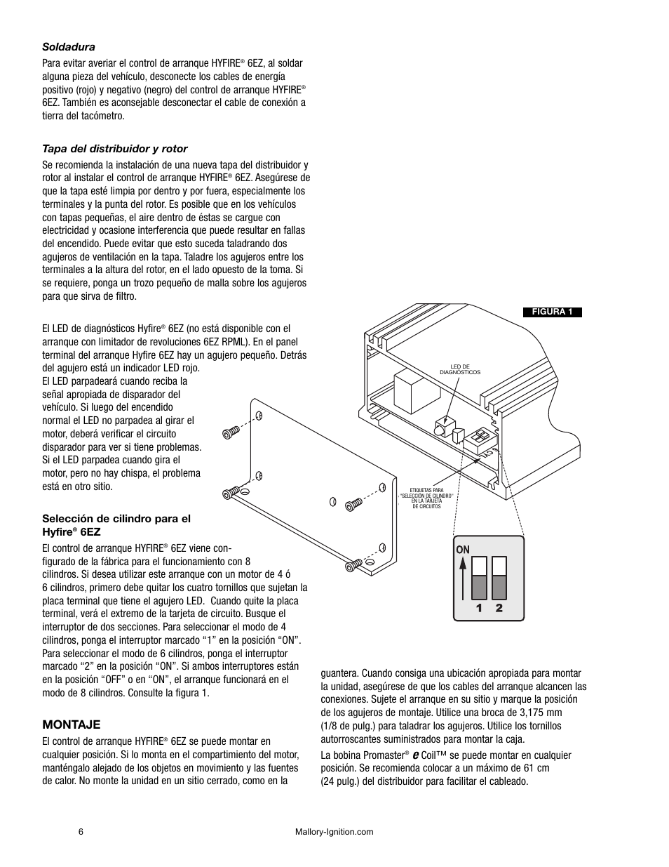 Montaje | Mallory Ignition Mallory Hyre 6EZ and 6EZ RPML 6855M_6856M User Manual | Page 7 / 15