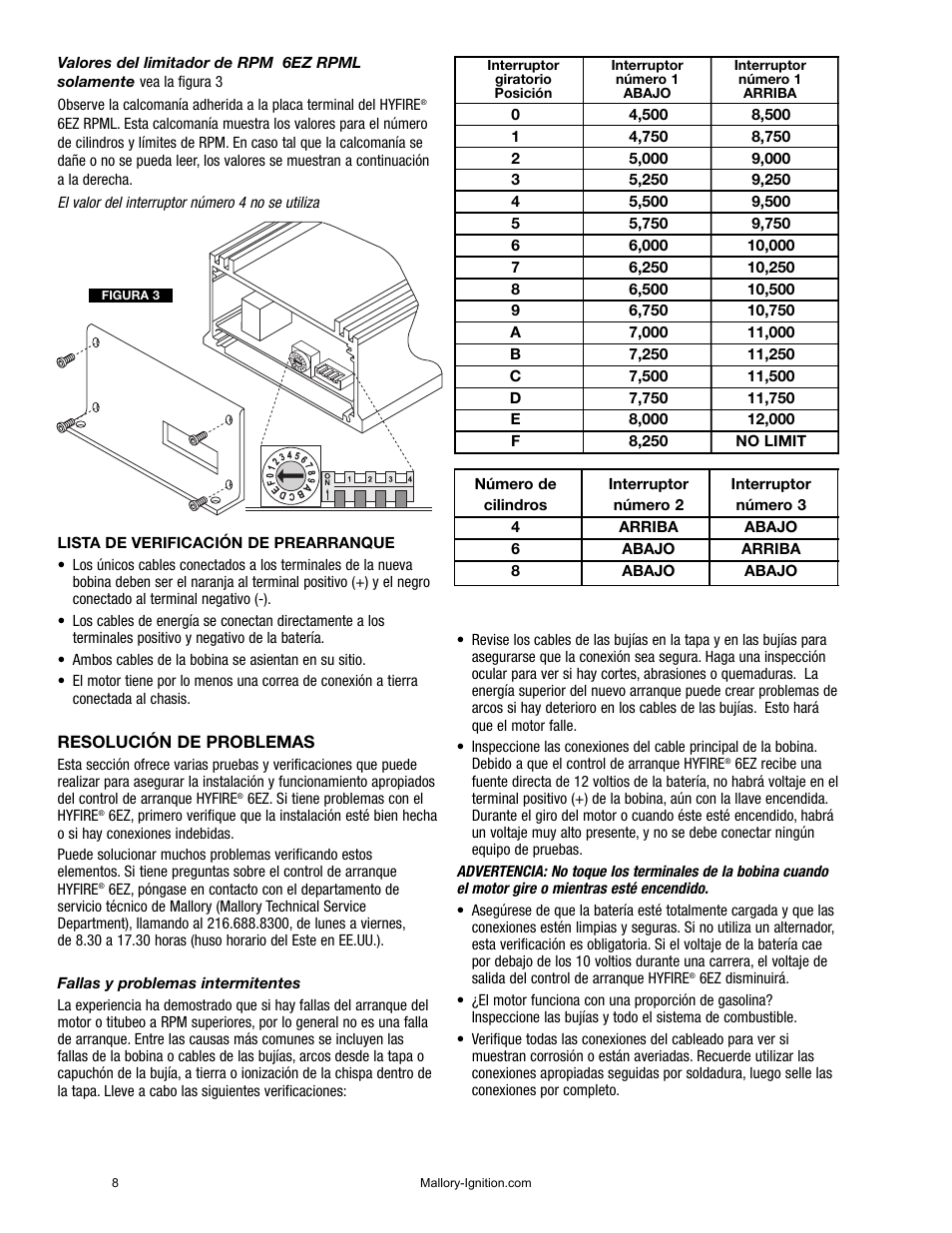 Mallory Ignition Mallory Hyre 6EZ and 6EZ RPML 6855M_6856M User Manual | Page 9 / 15