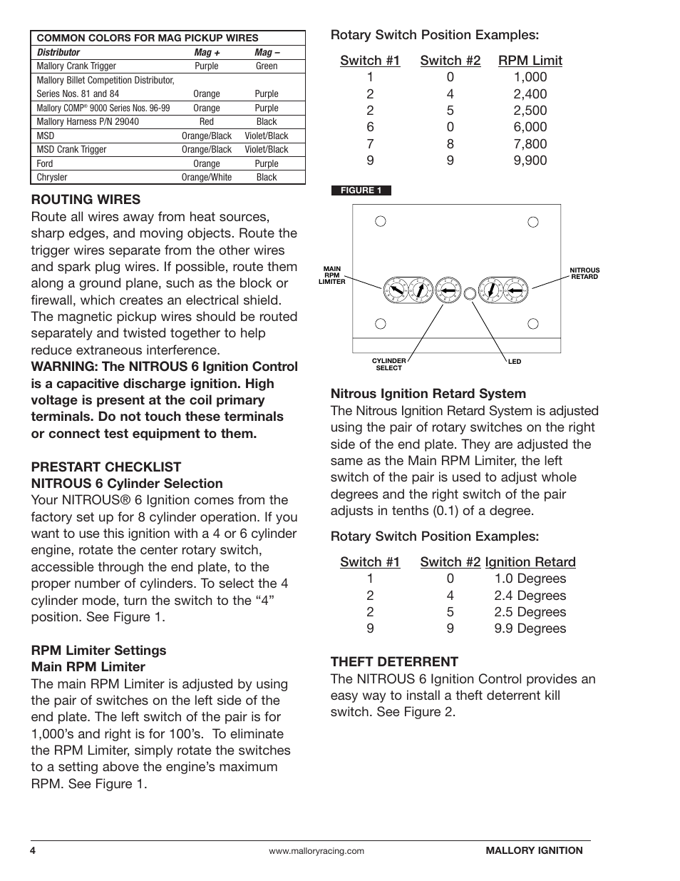 Mallory Ignition Mallory NITROUS 6 ELECTRONIC IGNITION CONTROL 6865M User Manual | Page 4 / 12