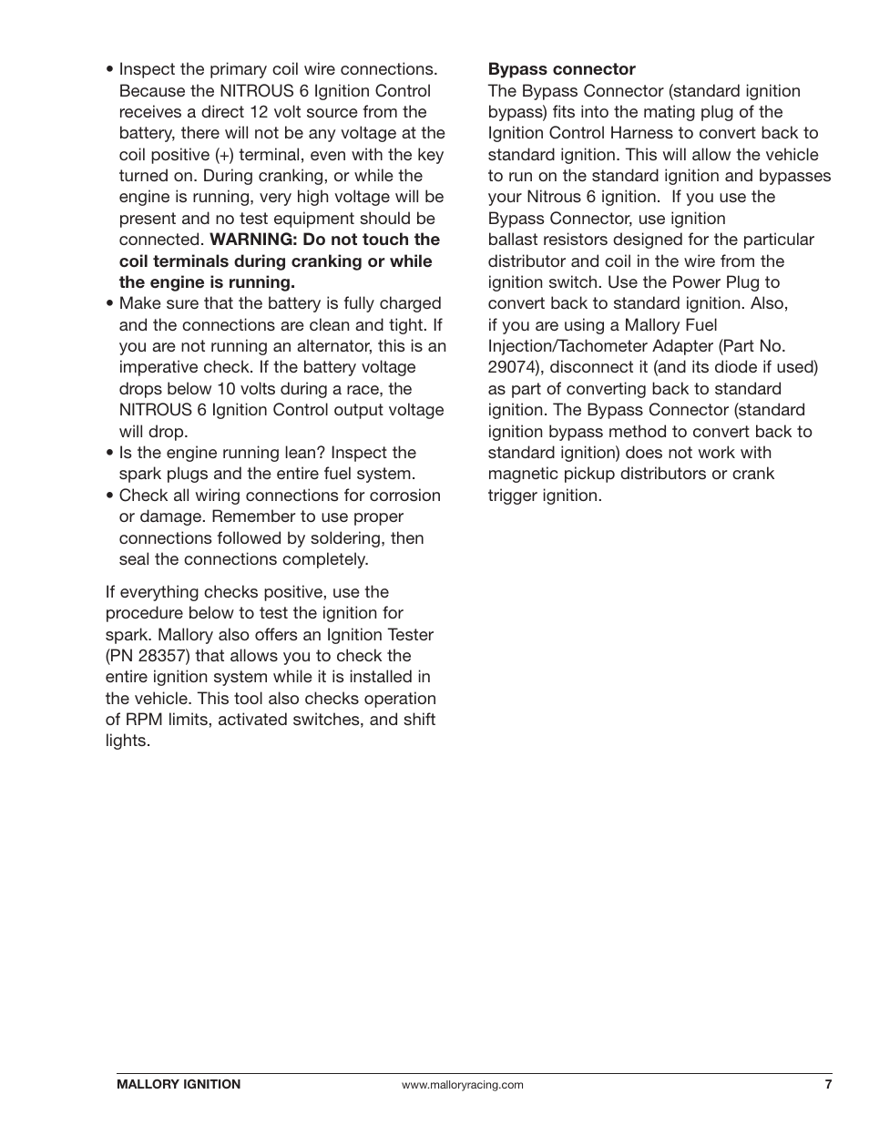 Mallory Ignition Mallory NITROUS 6 ELECTRONIC IGNITION CONTROL 6865M User Manual | Page 7 / 12