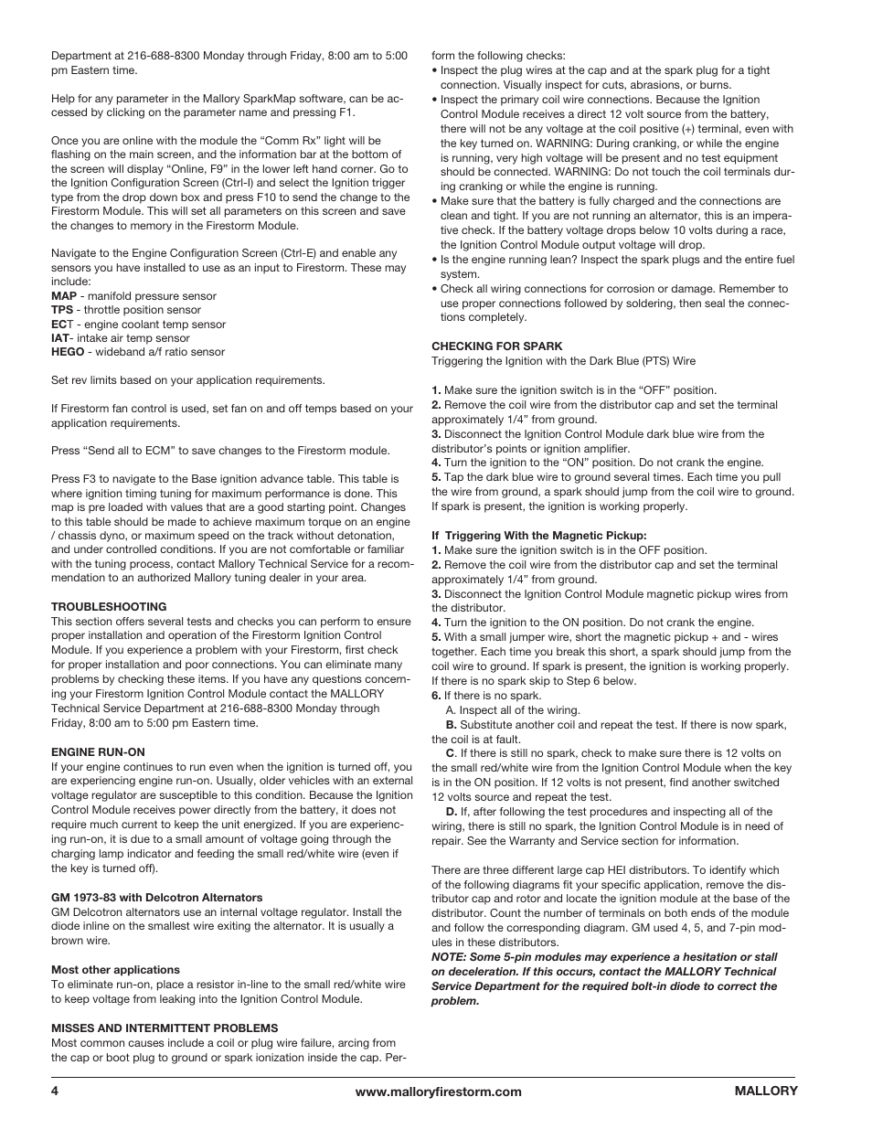 Mallory Ignition Mallory FIRESTORM CD SINGLE COIL HARDWARE 69000S_69000SR User Manual | Page 4 / 10