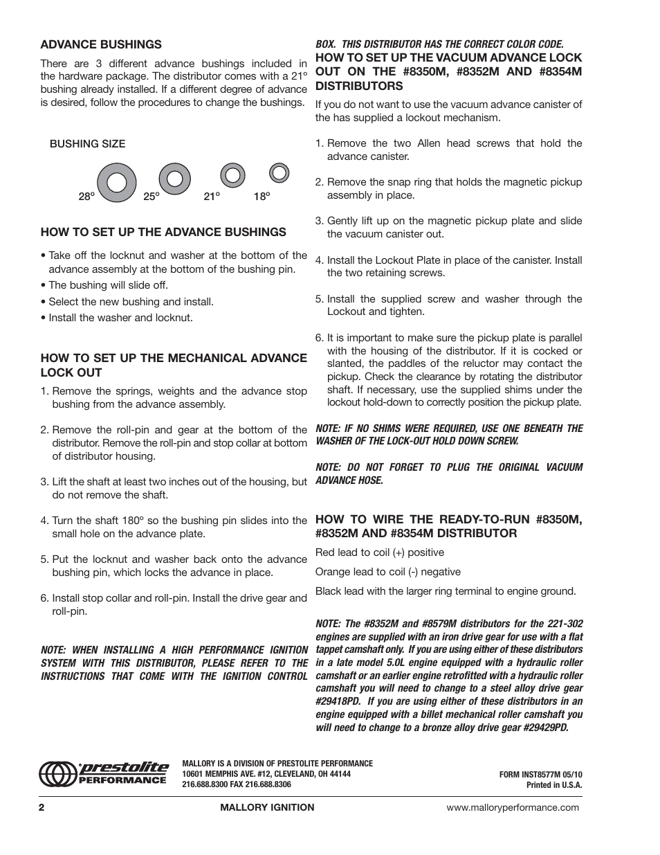 Mallory Ignition Mallory PROMASTER SERIES 8350m_8352m_8354m_8377m_8378m_8379m User Manual | Page 2 / 2