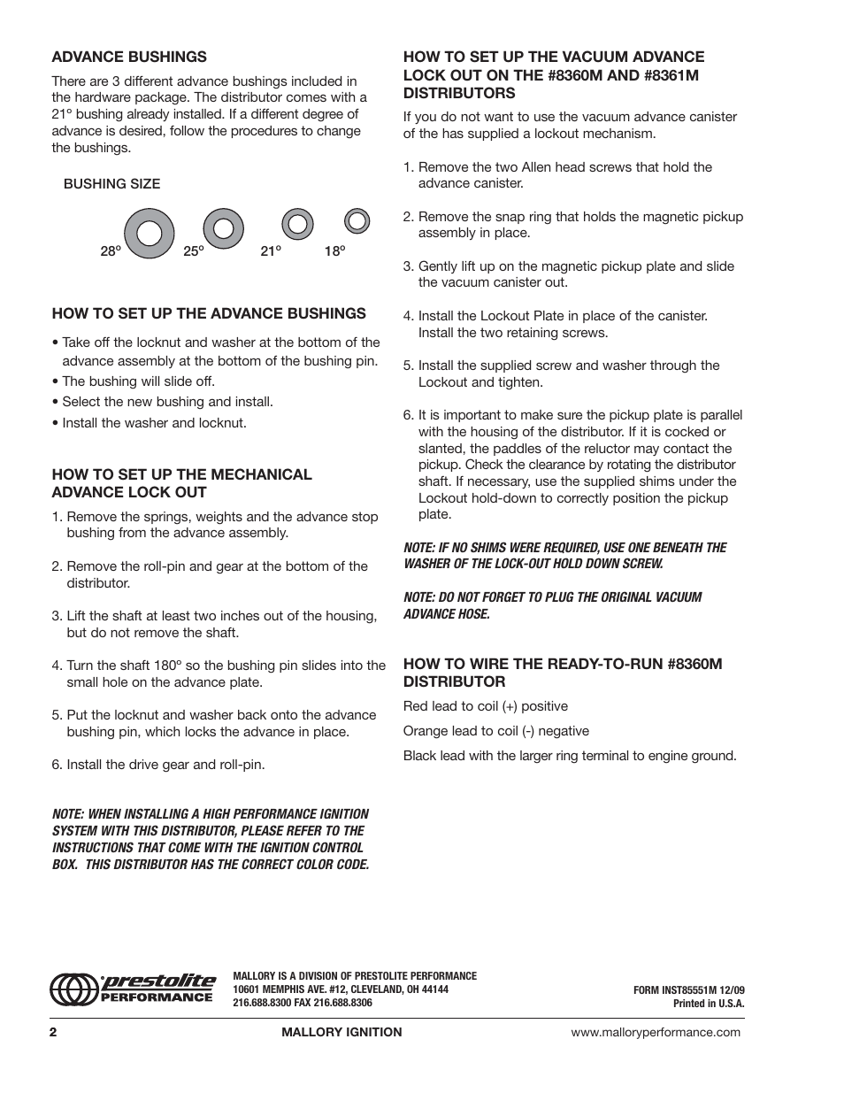 Mallory Ignition Mallory PROMASTER SERIES 85551m_8361m_8360m User Manual | Page 2 / 2
