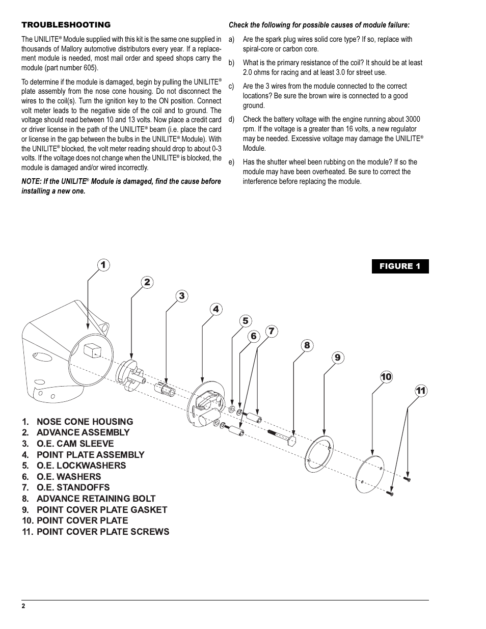 Mallory Ignition Mallory UNILITE CONVERSION А554 User Manual | Page 2 / 4