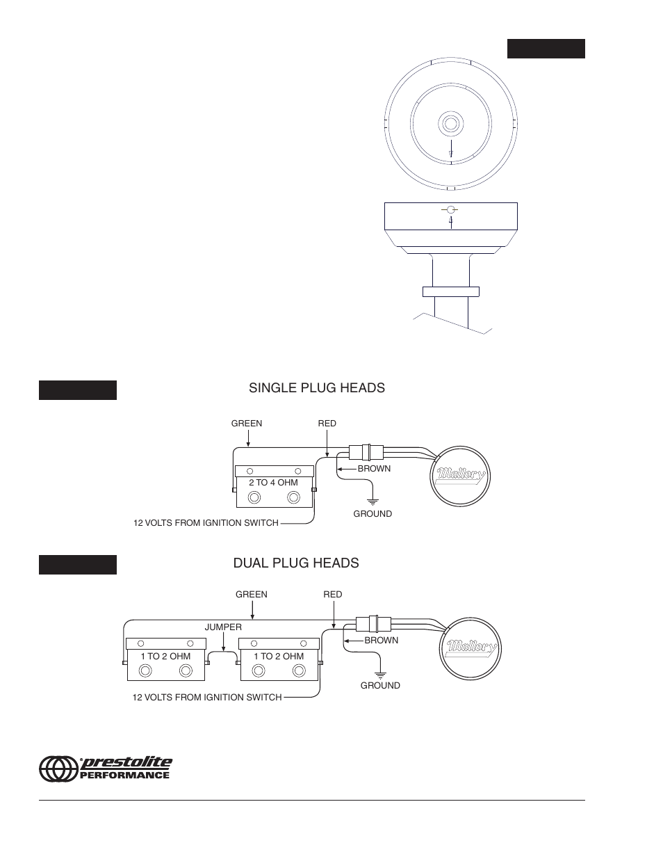 Dual plug heads, Single plug heads | Mallory Ignition Mallory UNILITE DISTRIBUTOR А556 User Manual | Page 2 / 2