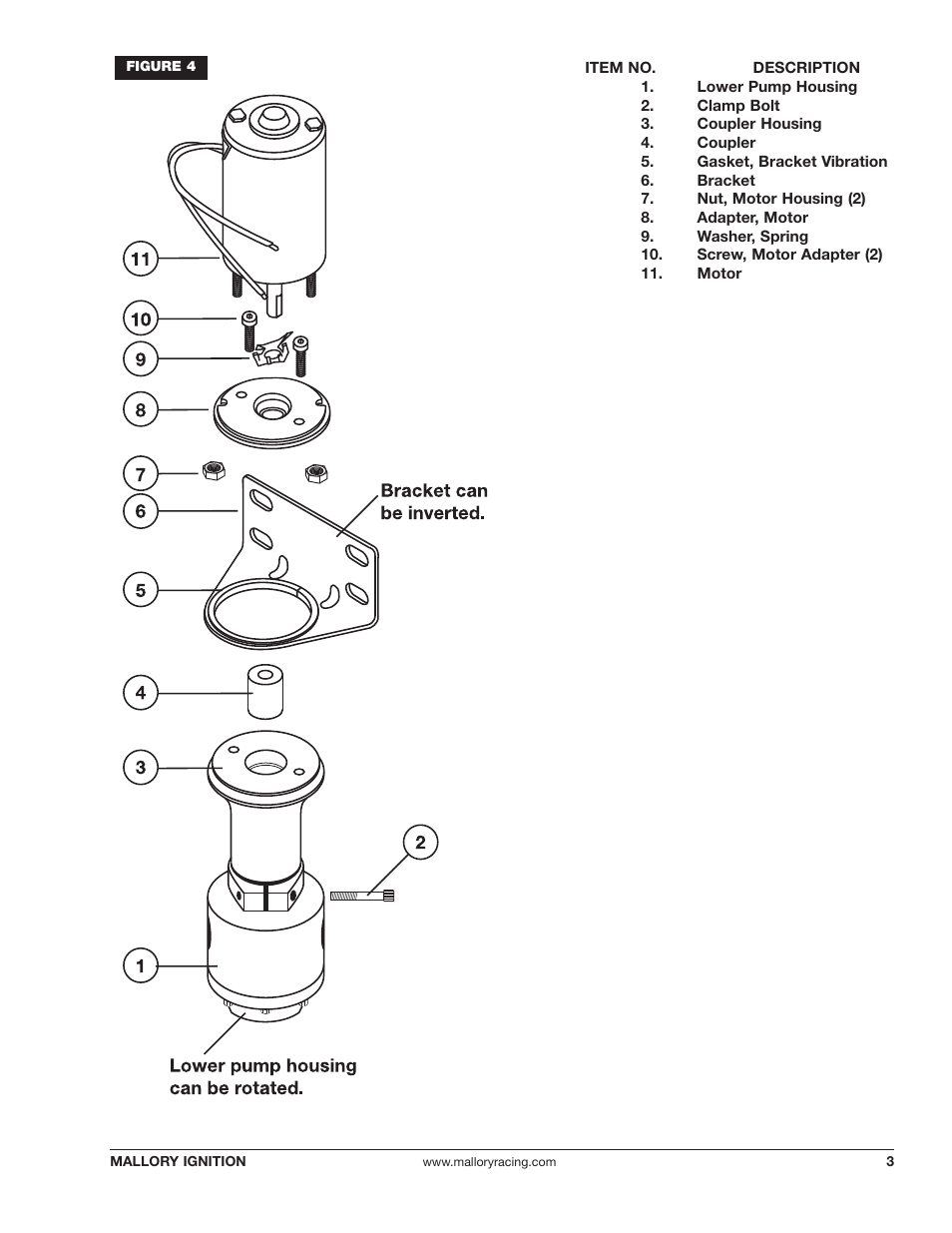 Mallory Ignition Mallory COMP PUMP SERIES 160FI ELECTRIC FUEL PUMP 5160FI User Manual | Page 3 / 4