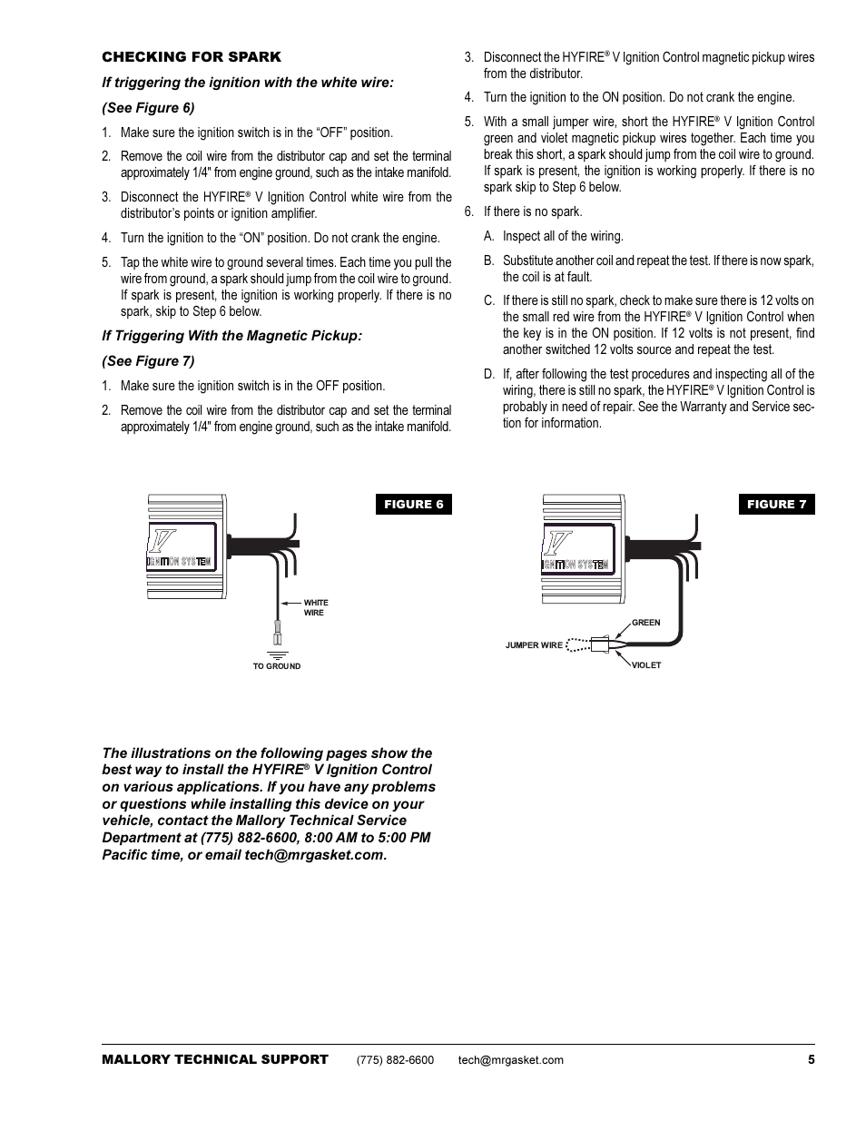 Mallory Ignition Mallory HYFIRE V ELECTRONIC IGNITION CONTROL 585 User Manual | Page 5 / 12
