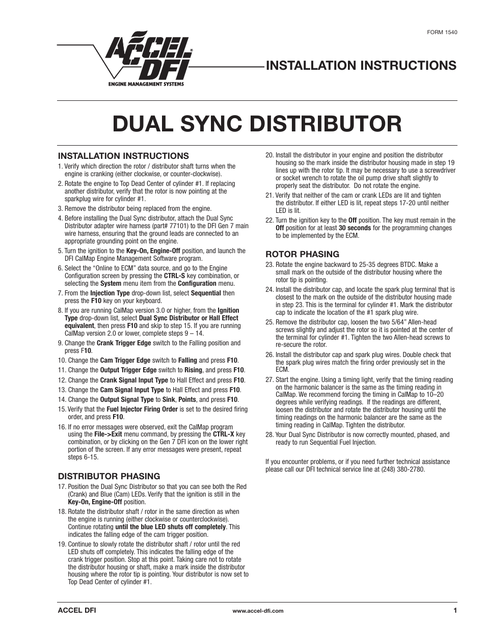 Mallory Ignition Mallory DUAL SYNC DISTRIBUTOR 77_Series User Manual | 2 pages