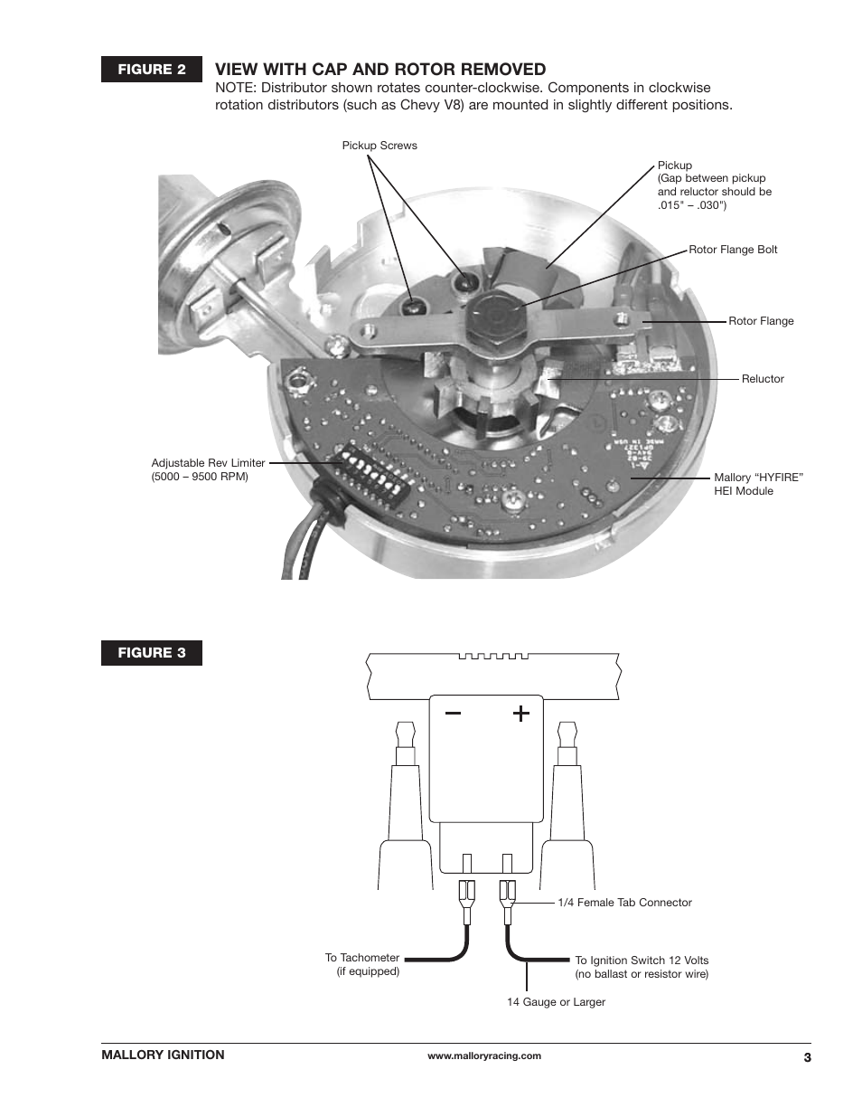 View with cap and rotor removed | Mallory Ignition Mallory BILLET HEI DISTRIBUTORS 75_Series User Manual | Page 3 / 8