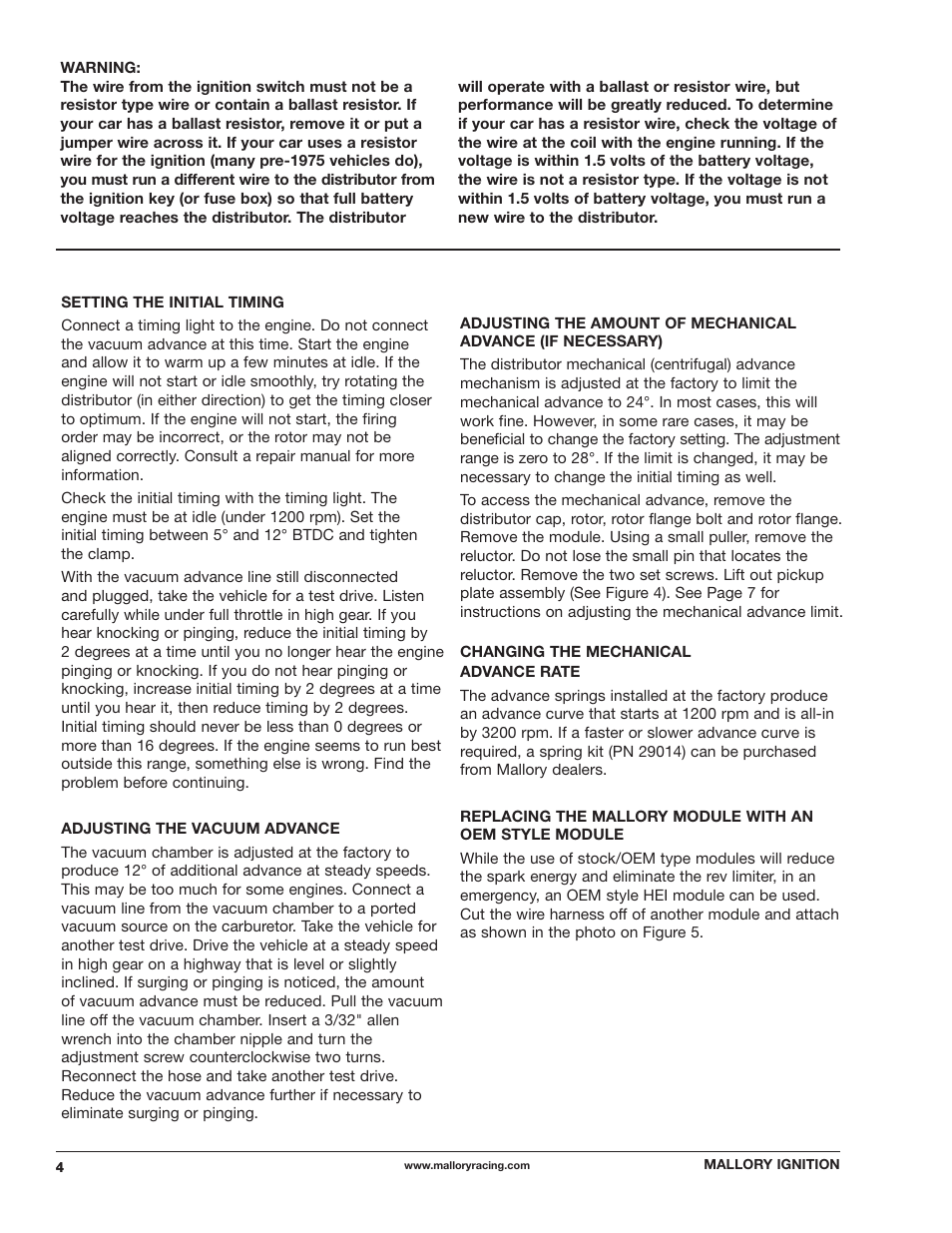 Mallory Ignition Mallory BILLET HEI DISTRIBUTORS 75_Series User Manual | Page 4 / 8
