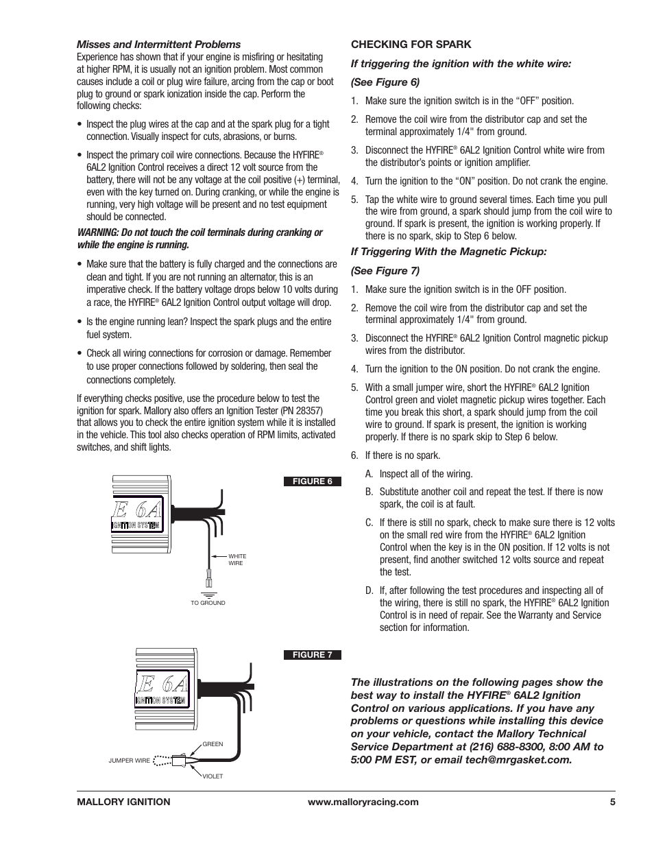 Mallory Ignition Mallory HYFIRE 6AL2 ELECTRONIC IGNITION CONTROL 6861m User Manual | Page 5 / 12