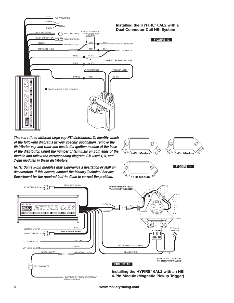 Hhy yf fiir re e 6 6a al l2 2, Hh yy ff iirr ee 66 aa ll 22, Installing the hyfire | 6al2 with a dual connector coil hei system | Mallory Ignition Mallory HYFIRE 6AL2 ELECTRONIC IGNITION CONTROL 6861m User Manual | Page 8 / 12