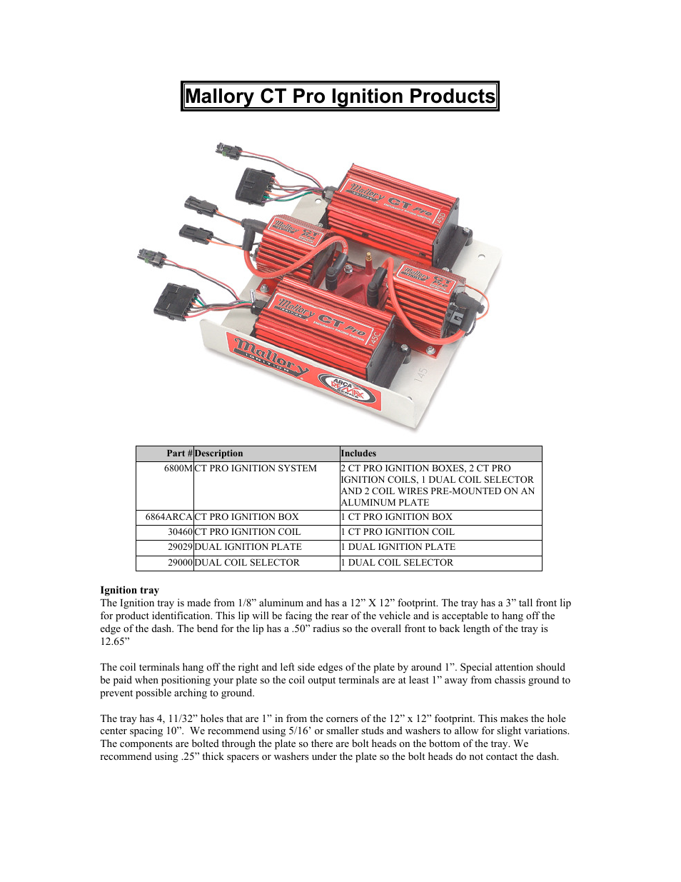 Mallory Ignition Mallory CT Pro Ignition Products 6800m User Manual | 3 pages