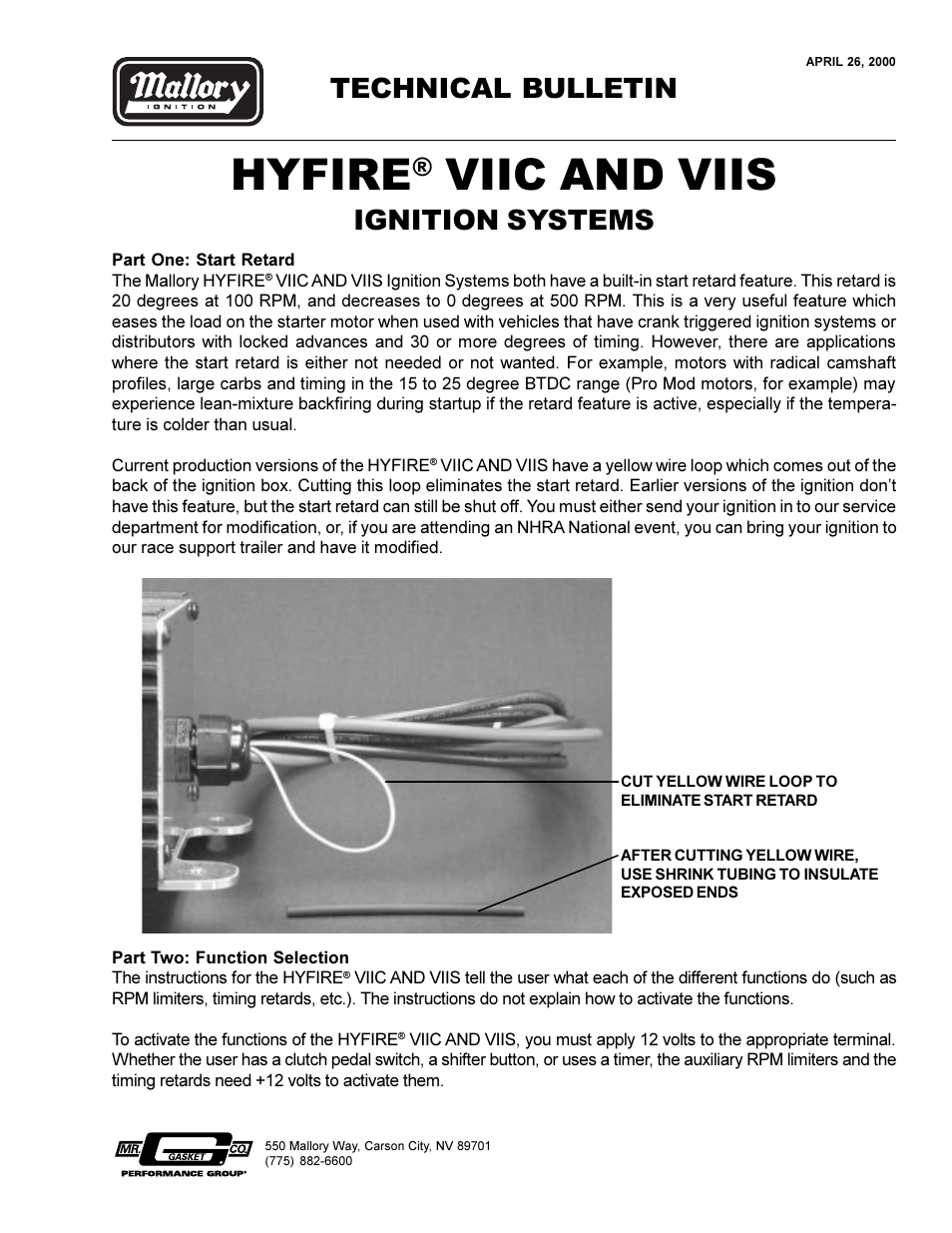 Mallory Ignition Mallory HYFIRE VIIC AND VIIS IGNITION SYSTEMS 667c_667s User Manual | 1 page