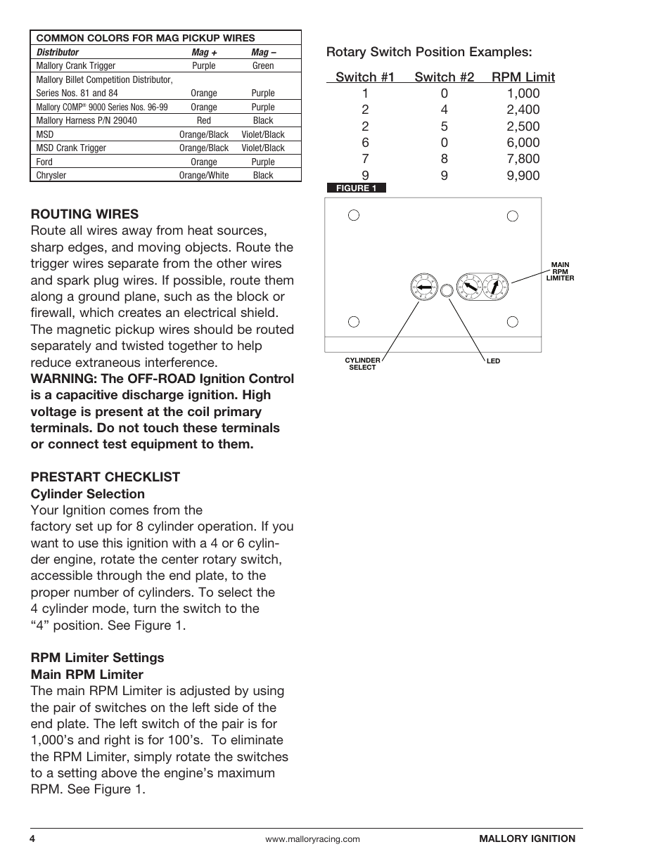 Mallory Ignition Mallory OFF-ROAD ELECTRONIC IGNITION CONTROL 6867M User Manual | Page 4 / 12
