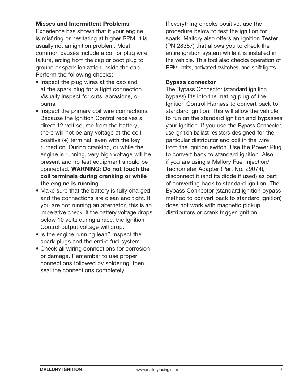 Mallory Ignition Mallory OFF-ROAD ELECTRONIC IGNITION CONTROL 6867M User Manual | Page 7 / 12