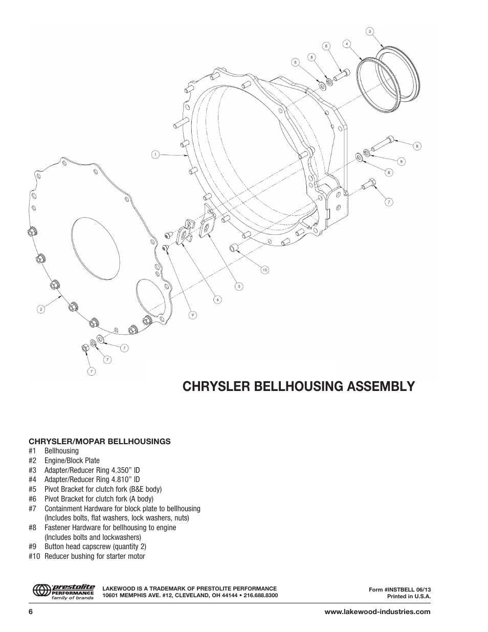 Chrysler bellhousing assembly | Mallory Ignition Lakewood QUICKTIME SAFETY BELLHOUSING User Manual | Page 6 / 6