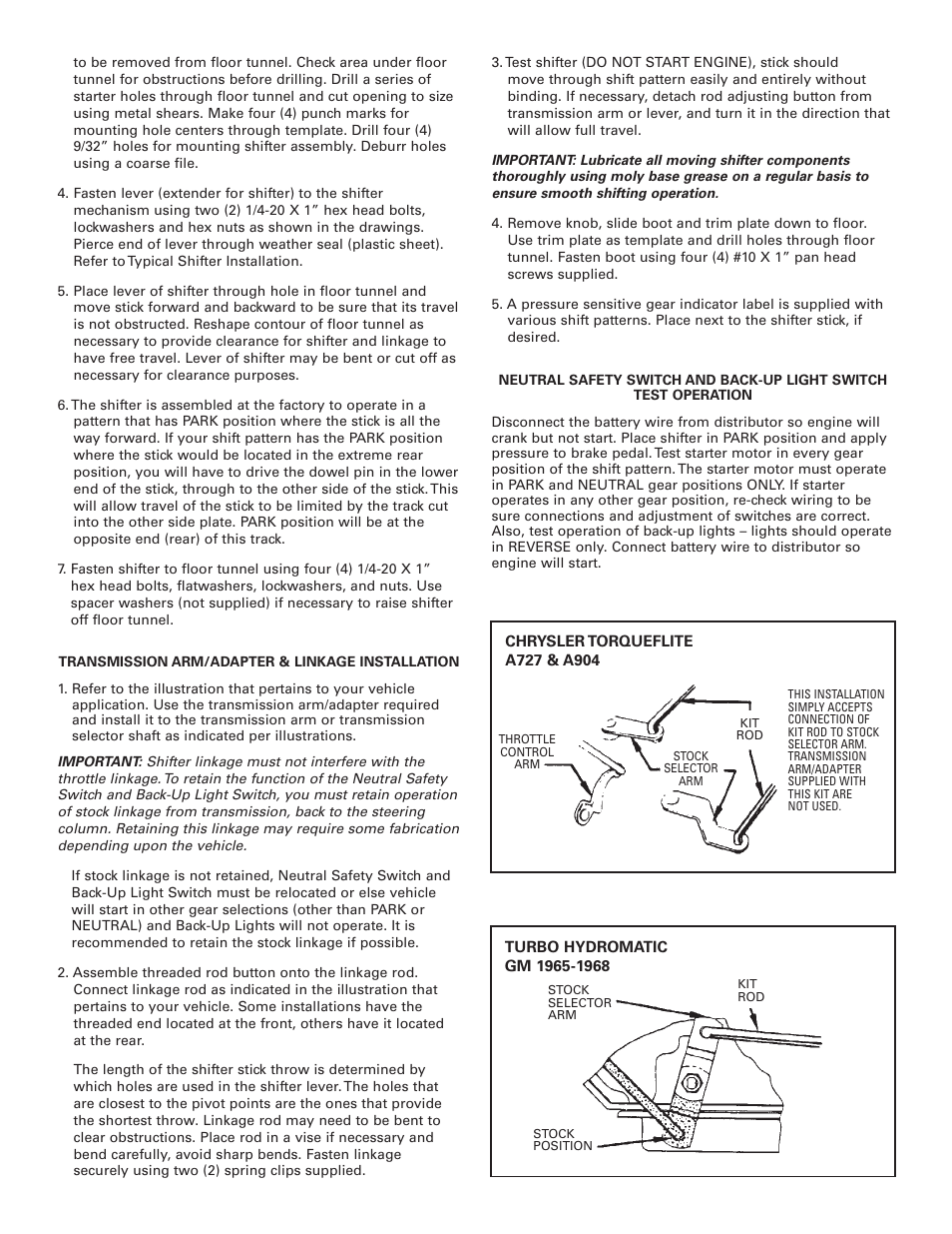 Mr. Gasket 7668 Floor Shifter Conversion: 3-4 Speed Auto User Manual | Page 2 / 8