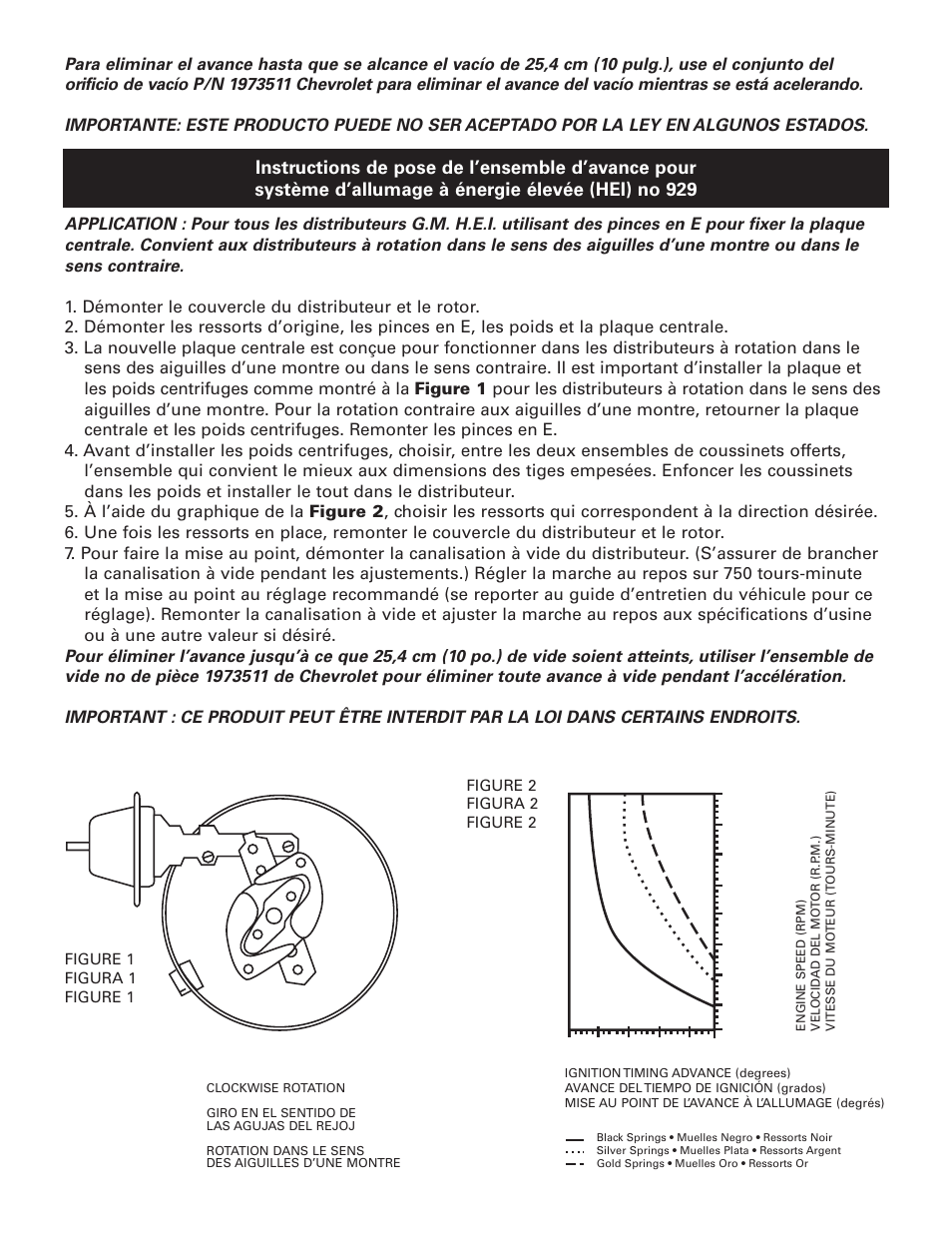 Mr. Gasket 929 Advance Curve Kit: HEI User Manual | Page 2 / 2