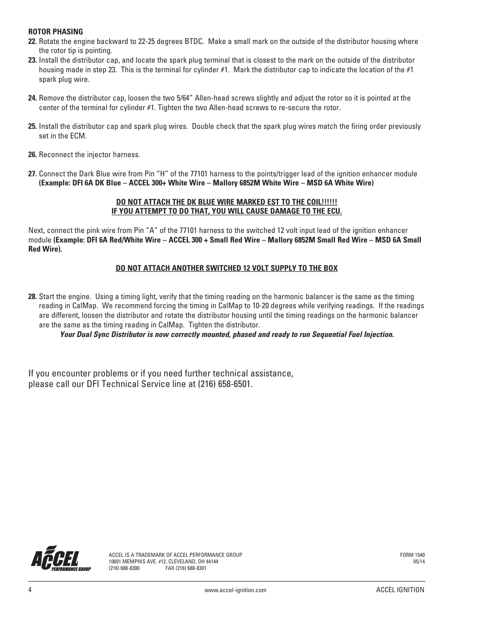 Mallory Ignition ACCEL DFI Dual Sync Distributor 77100 User Manual | Page 4 / 4