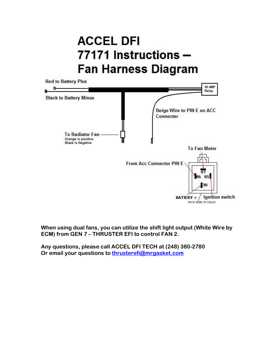Mallory Ignition ACCEL DFI PRO RAM 77171 User Manual | 1 page