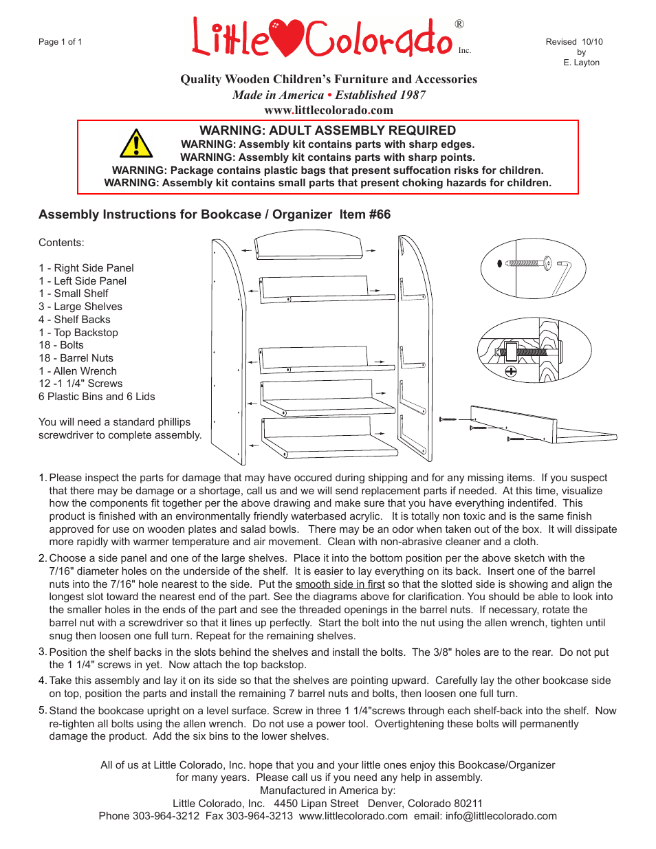 Little Colorado Bookcase-Organizer 66 User Manual | 1 page