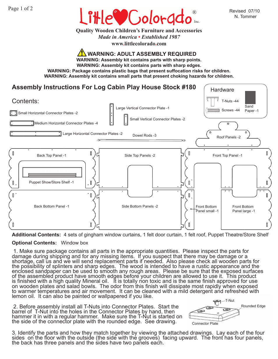 Little Colorado Log Cabin Play House 180 User Manual | 2 pages