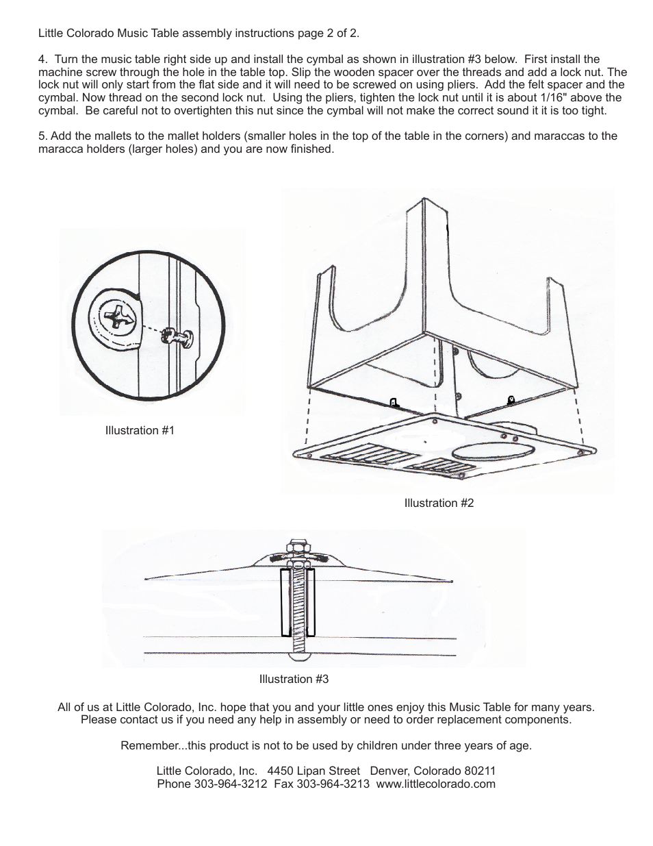 Little Colorado Music Table 75 User Manual | Page 2 / 2