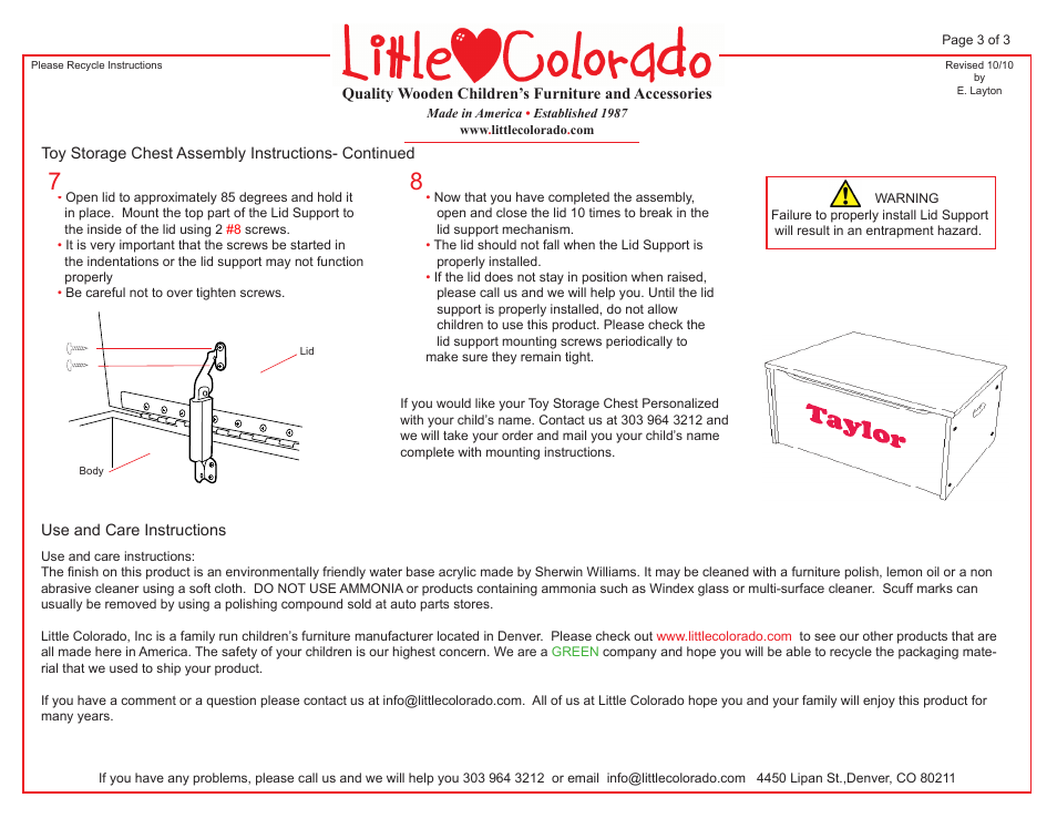Little Colorado Toy Storage Box 58 User Manual | Page 3 / 3