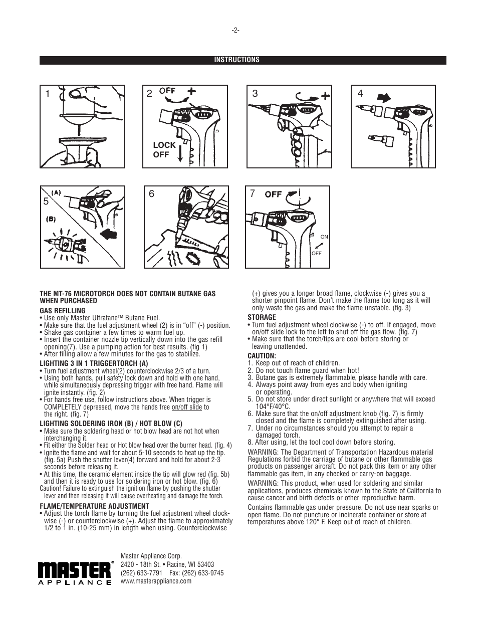 Master Appliance MT-76 Master Microtorch User Manual | Page 2 / 6