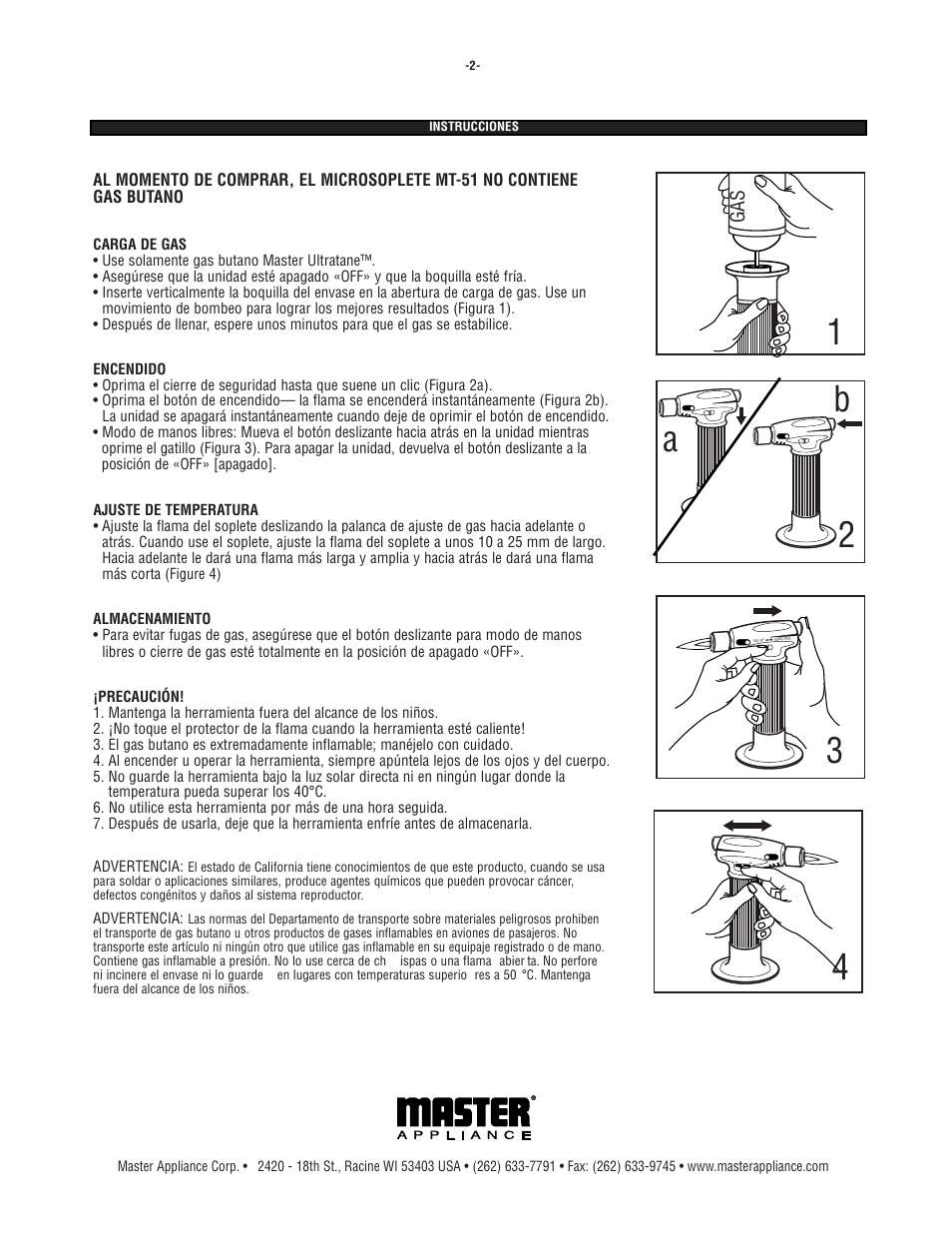 24 3 a b 1 | Master Appliance MT-51 Master Microtorch User Manual | Page 4 / 6