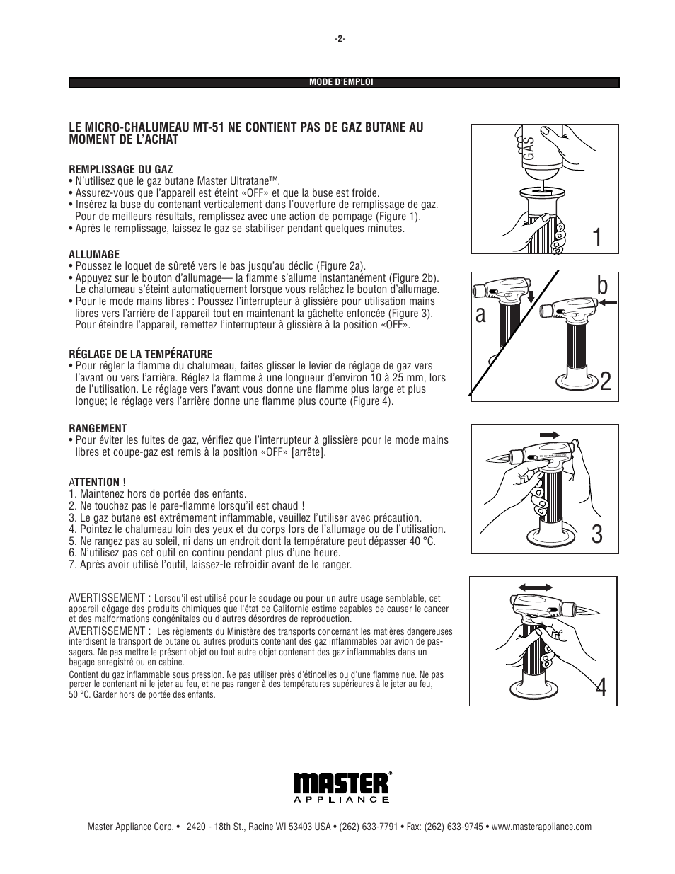 24 3 a b 1 | Master Appliance MT-51 Master Microtorch User Manual | Page 6 / 6
