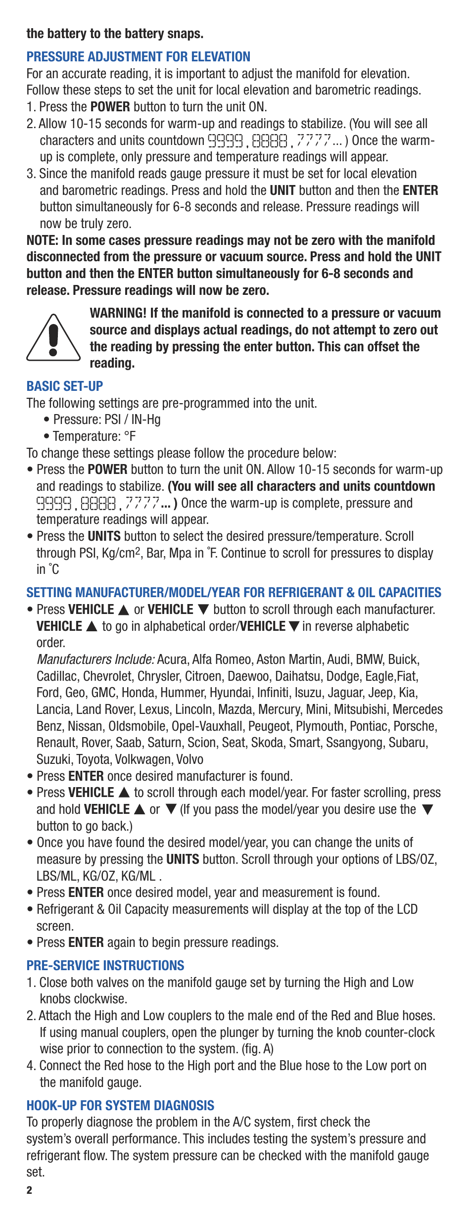 Mastercool R134a Digital Manifold User Manual | Page 2 / 4