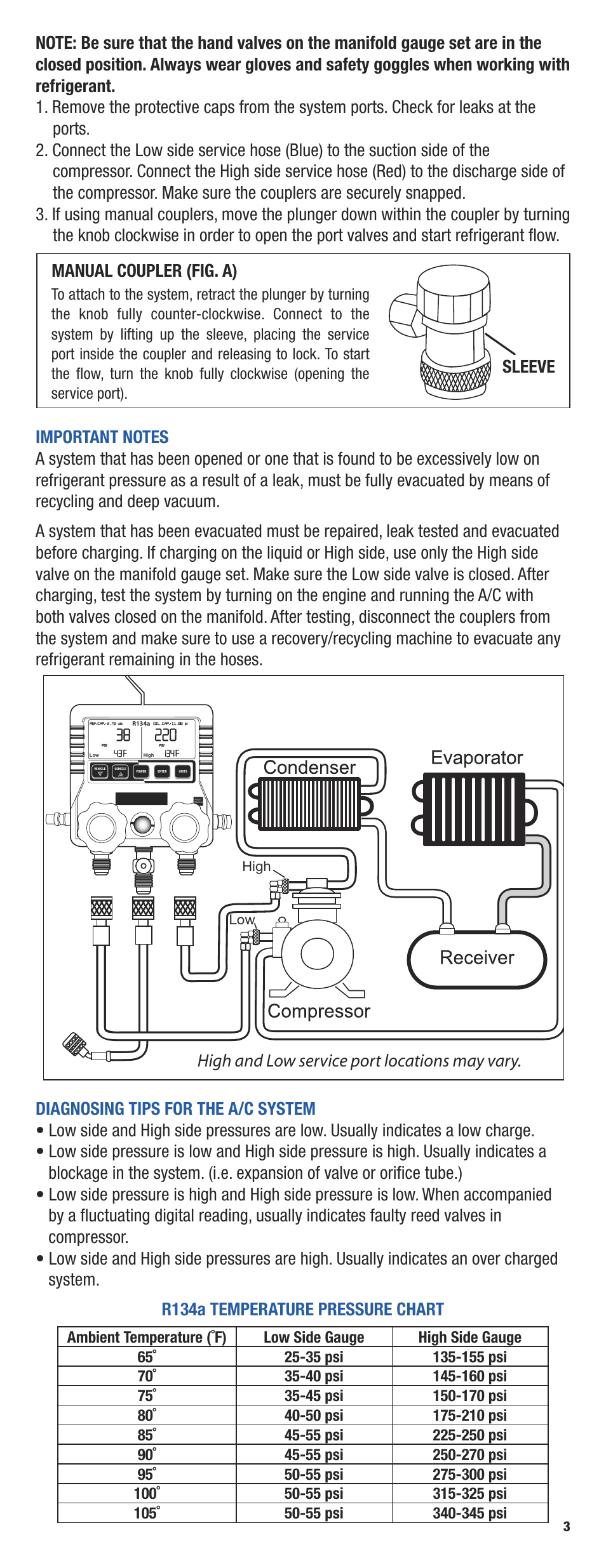 Mastercool R134a Digital Manifold User Manual | Page 3 / 4