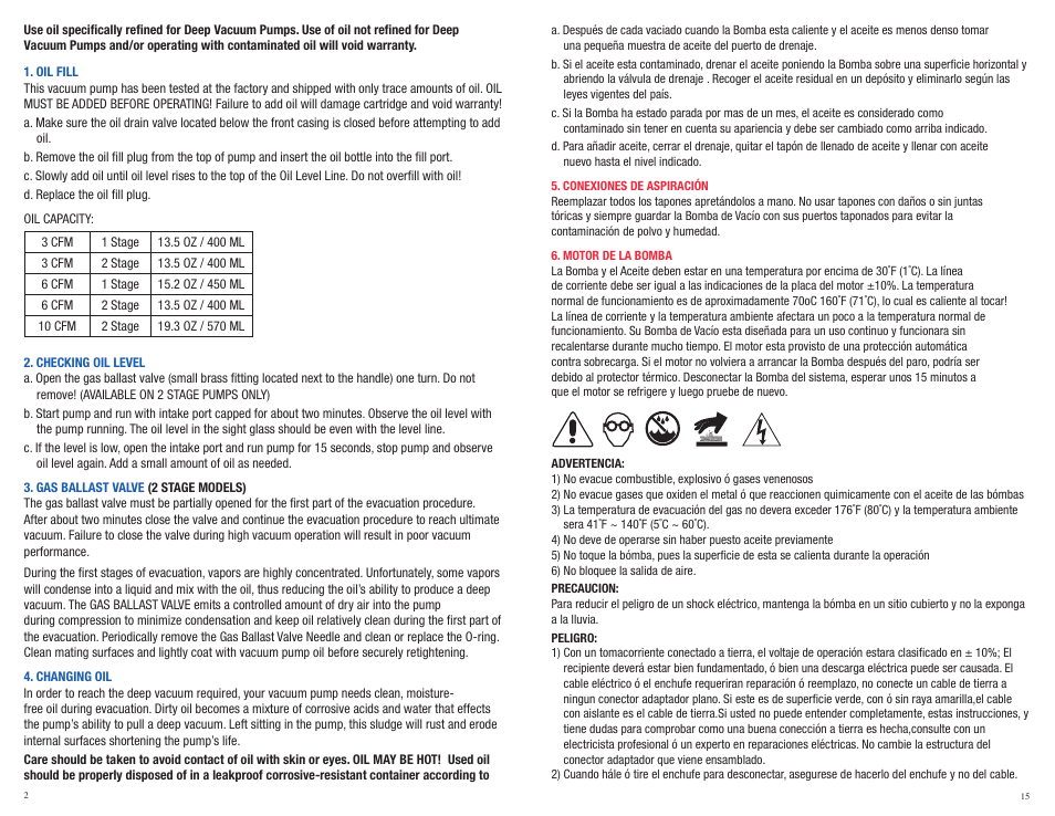 Mastercool 90070-2V-110 10 CFM VACUUM PUMP (TWO STAGE) User Manual | Page 2 / 8
