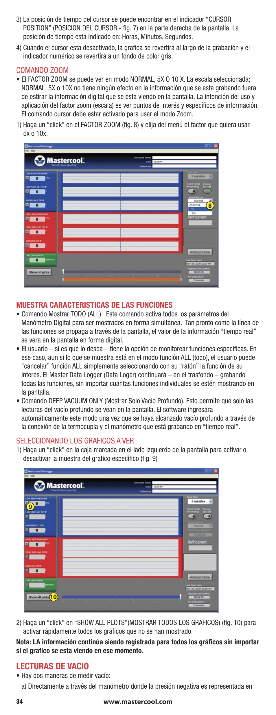 Lecturas de vacio | Mastercool 90413 4-way Valve Digital Manifold User Manual | Page 34 / 56