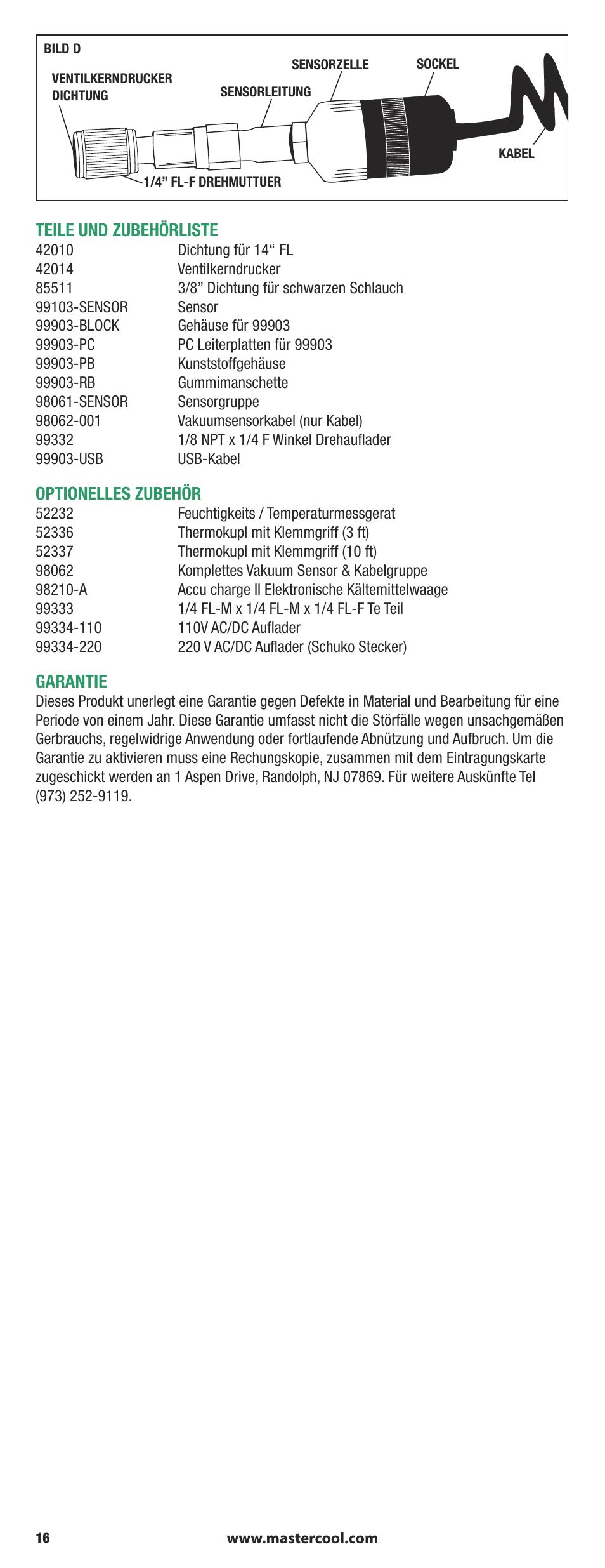 Mastercool 90413 4-way Valve Digital Manifold User Manual | Page 16 / 48