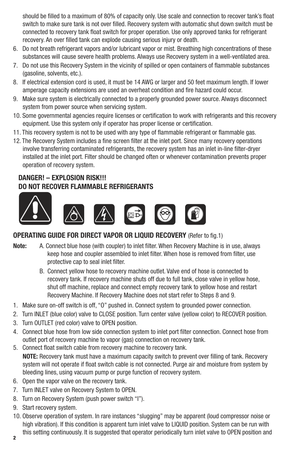 Mastercool 69360 TWIN TURBO REFRIGERANT RECOVERY SYSTEM User Manual | Page 2 / 4