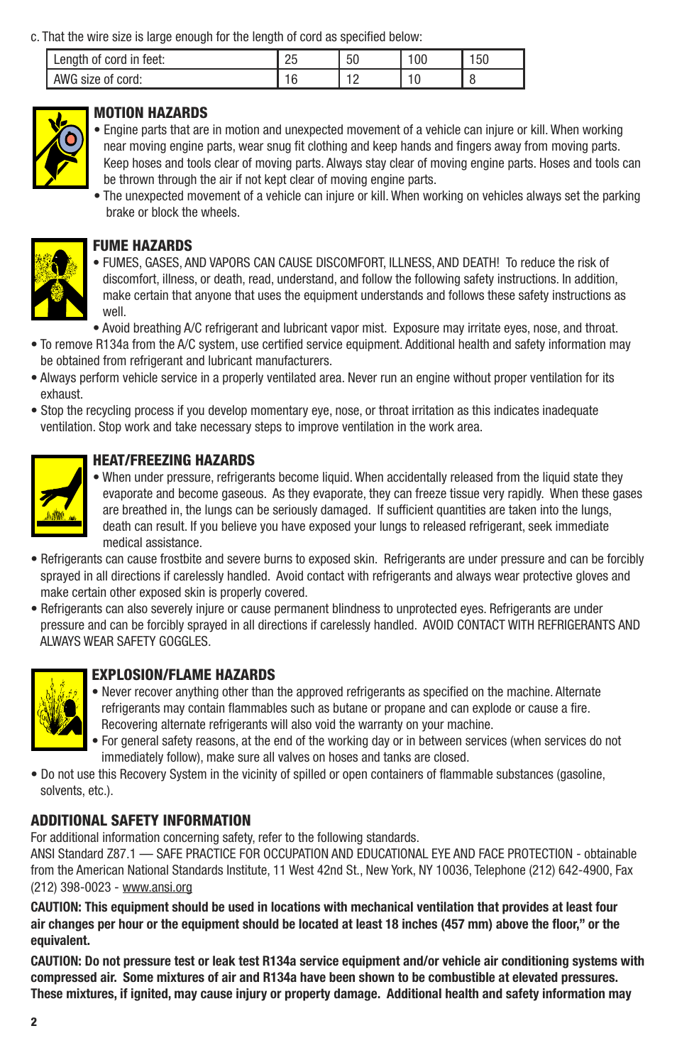 Mastercool 69110 AUTOMOTIVE A-C RECOVERY SYSTEM User Manual | Page 2 / 4