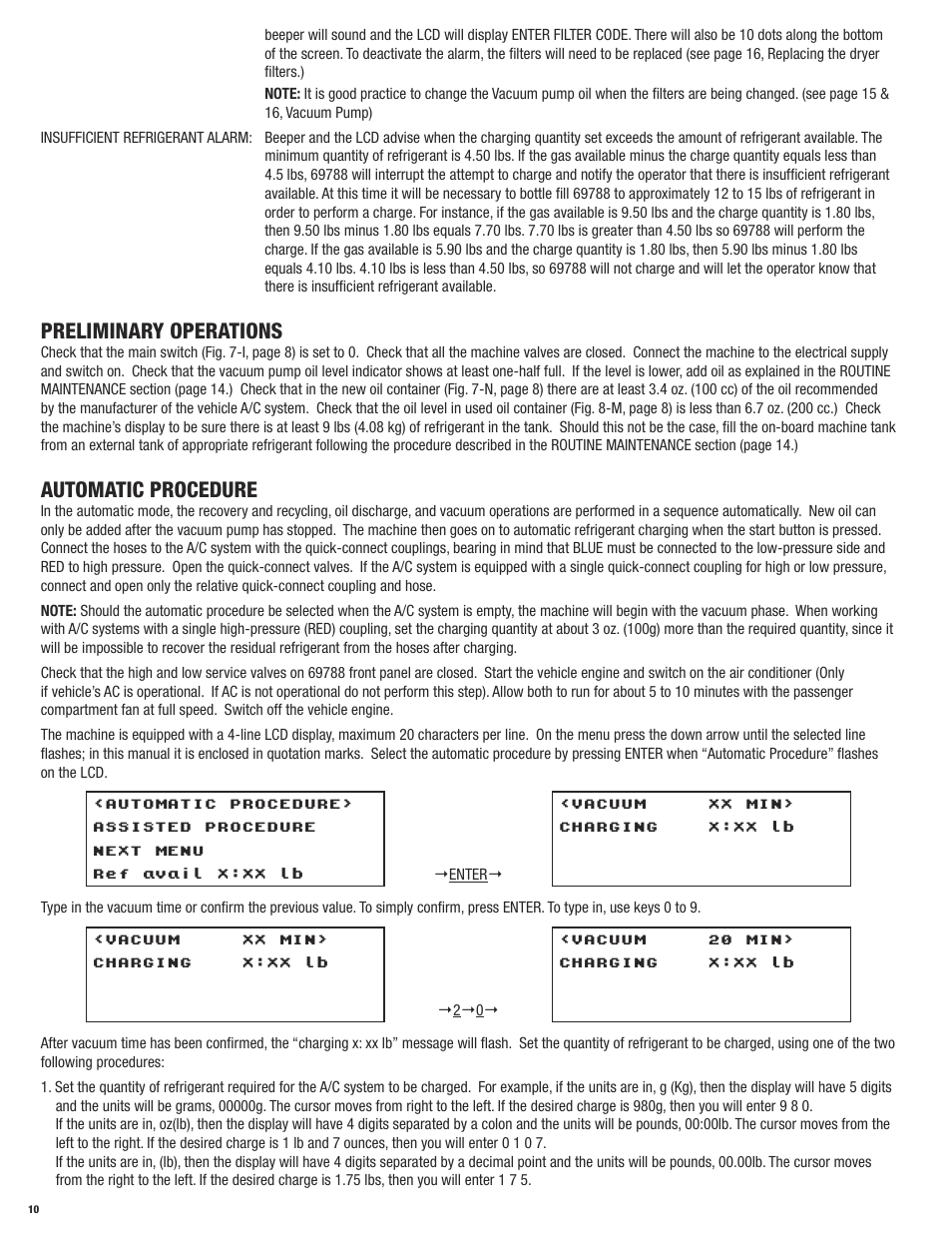 Preliminary operations, Automatic procedure | Mastercool 69788 RECOVERY_RECYCLE_RECHARGE User Manual | Page 10 / 24