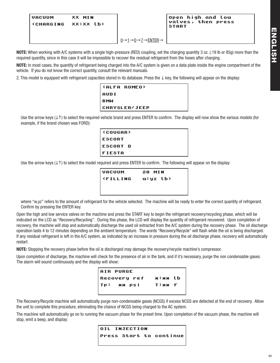 En g l is h | Mastercool 69788 RECOVERY_RECYCLE_RECHARGE User Manual | Page 11 / 24