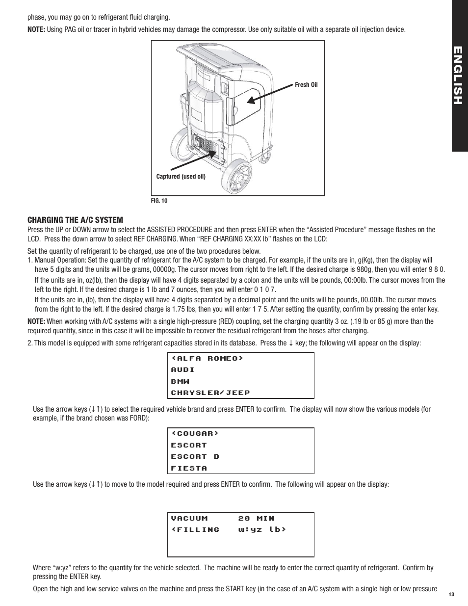 En g l is h | Mastercool 69788 RECOVERY_RECYCLE_RECHARGE User Manual | Page 13 / 24