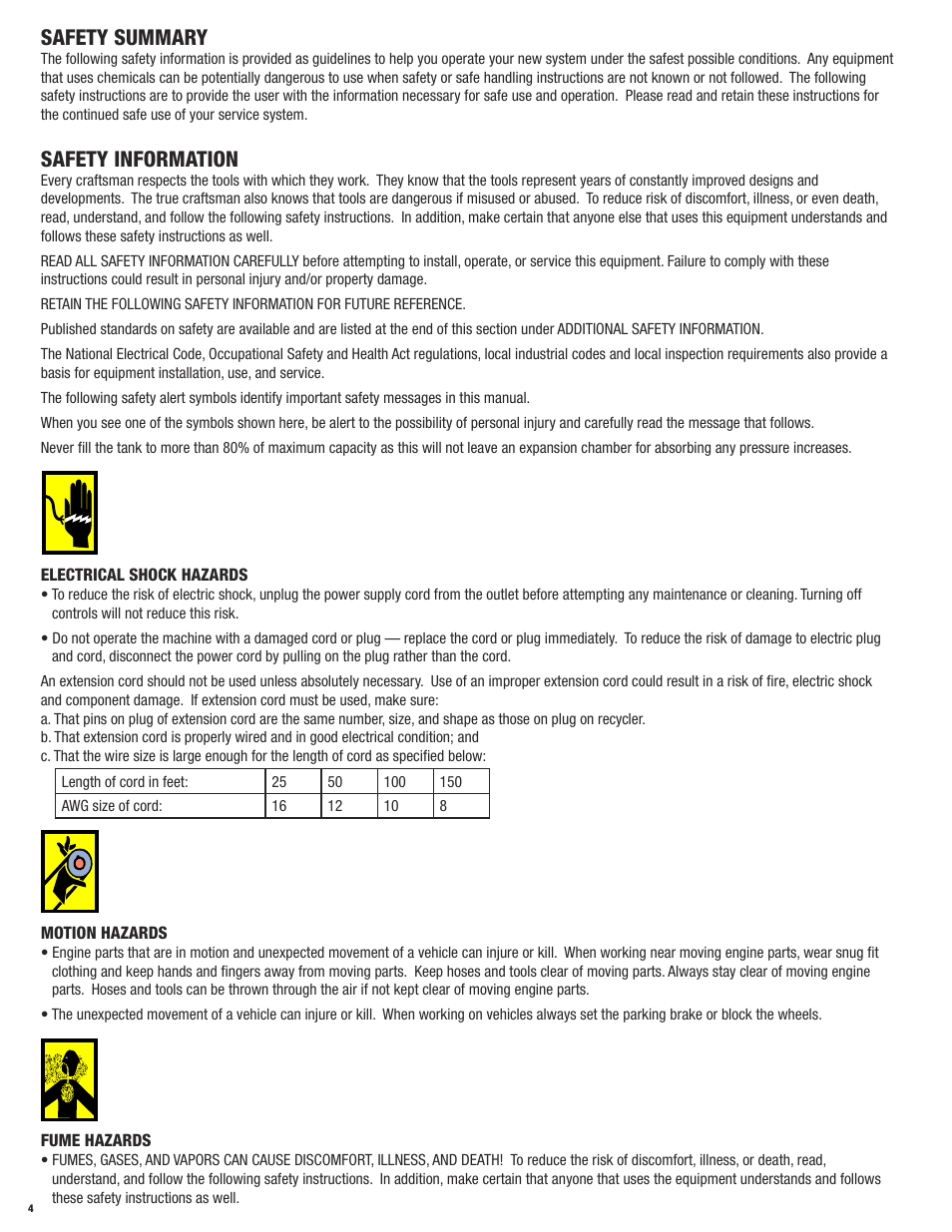 Safety summary, Safety information | Mastercool 69788 RECOVERY_RECYCLE_RECHARGE User Manual | Page 4 / 24