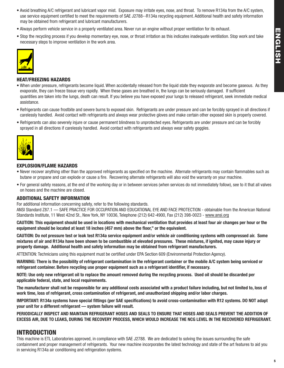 En g l is h | Mastercool 69788 RECOVERY_RECYCLE_RECHARGE User Manual | Page 5 / 24