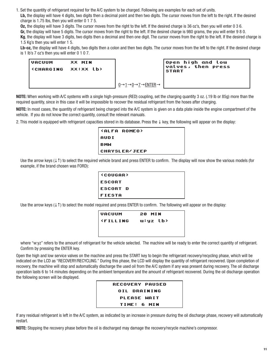 Mastercool 69788-A R134a RECOVERY_RECYCLE_RECHARGE User Manual | Page 11 / 24