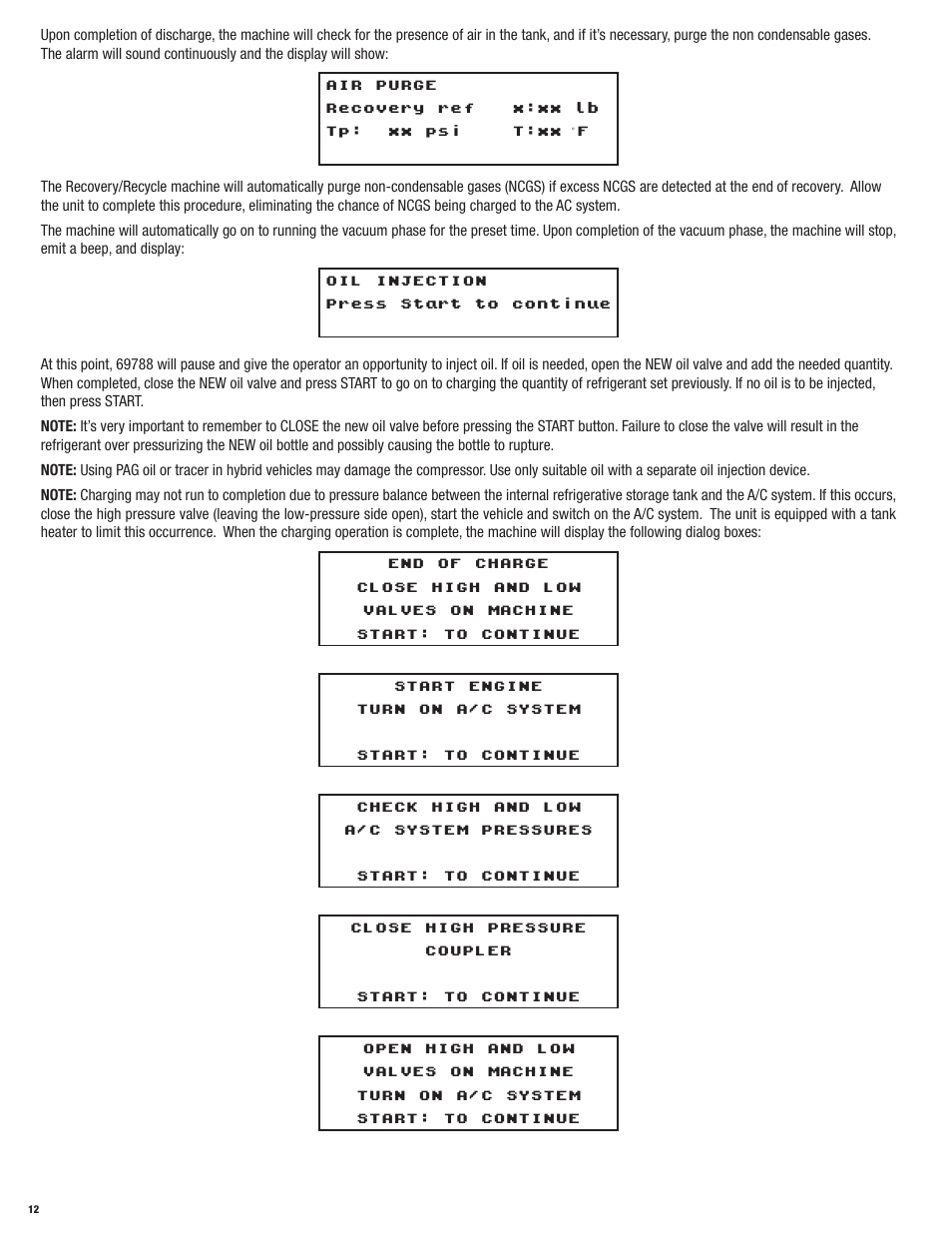 Mastercool 69788-A R134a RECOVERY_RECYCLE_RECHARGE User Manual | Page 12 / 24