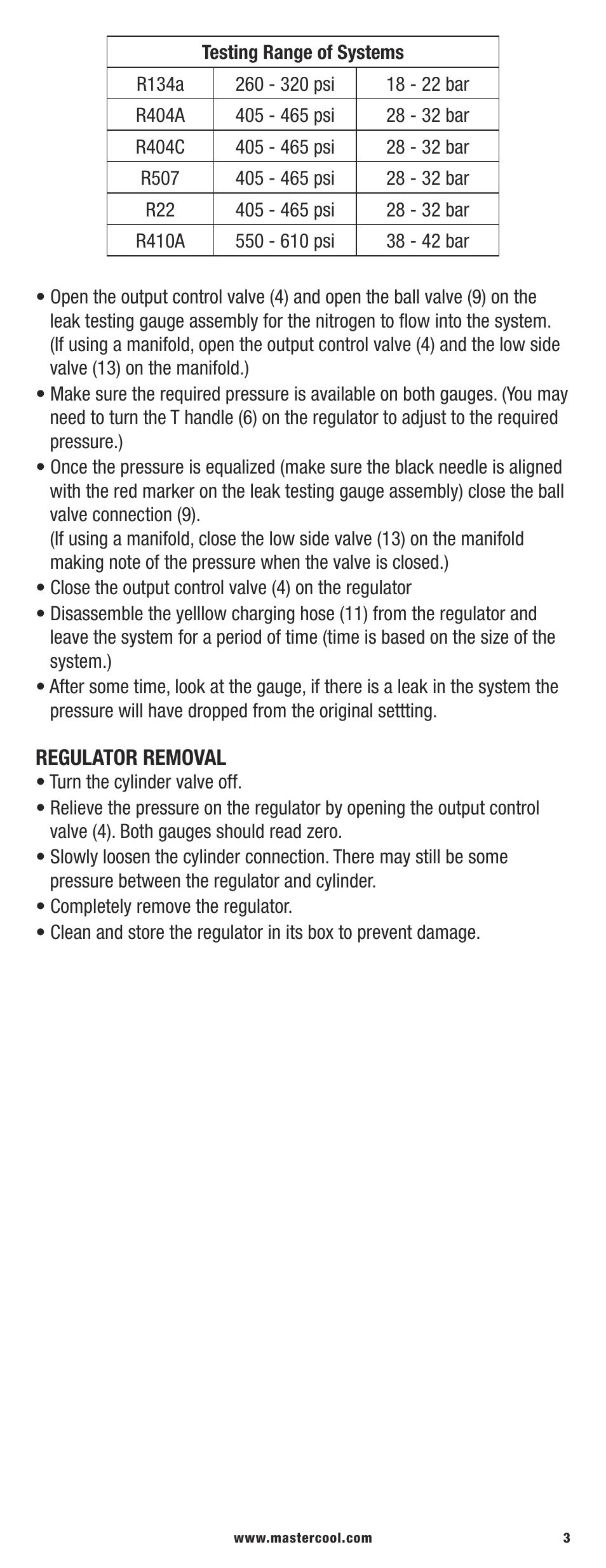 Regulator removal | Mastercool 53010-AUT AUTOMOTIVE PRESSURE TESTING REGULATOR KIT User Manual | Page 3 / 4