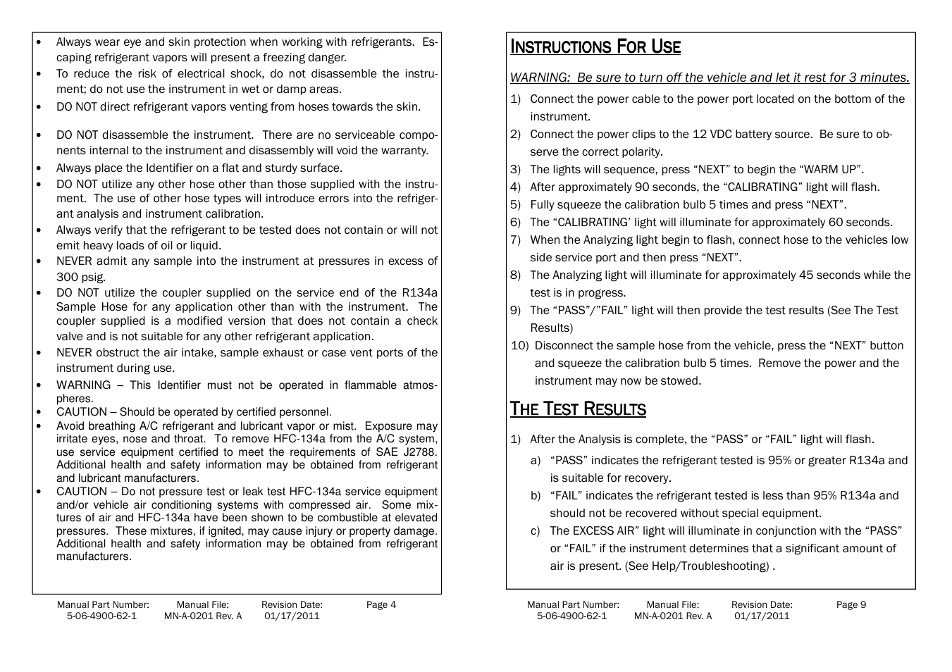 Mastercool 69134-A REFRIGERANT IDENTIFIER FOR R134a User Manual | Page 6 / 8