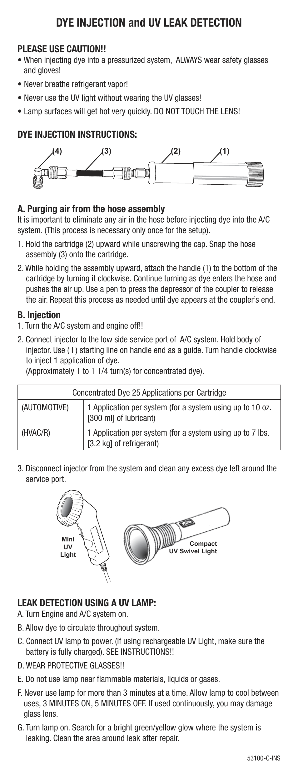 Mastercool 53500-C UV LEAK LOCATOR KITS User Manual | 1 page