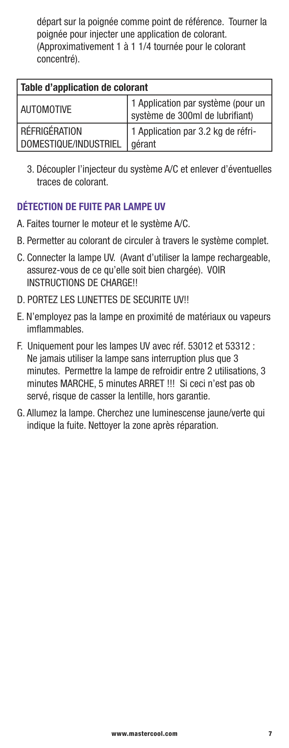 Mastercool 53451-C-220 UV LEAK LOCATOR KITS User Manual | Page 7 / 16